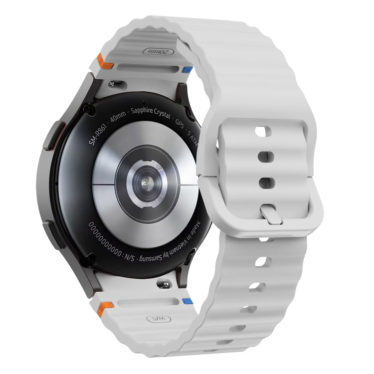For Samsung Galaxy Watch3 41mm Wave Pattern Stitched Silicone Watch Band(Light Gray)
