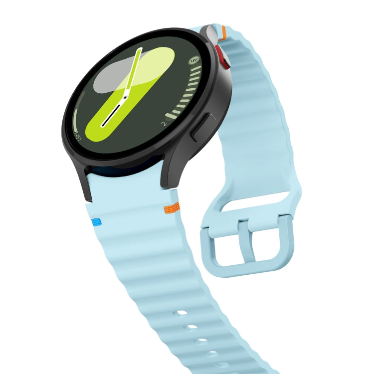For Samsung Galaxy Watch3 41mm Wave Pattern Stitched Silicone Watch Band(Light Blue)
