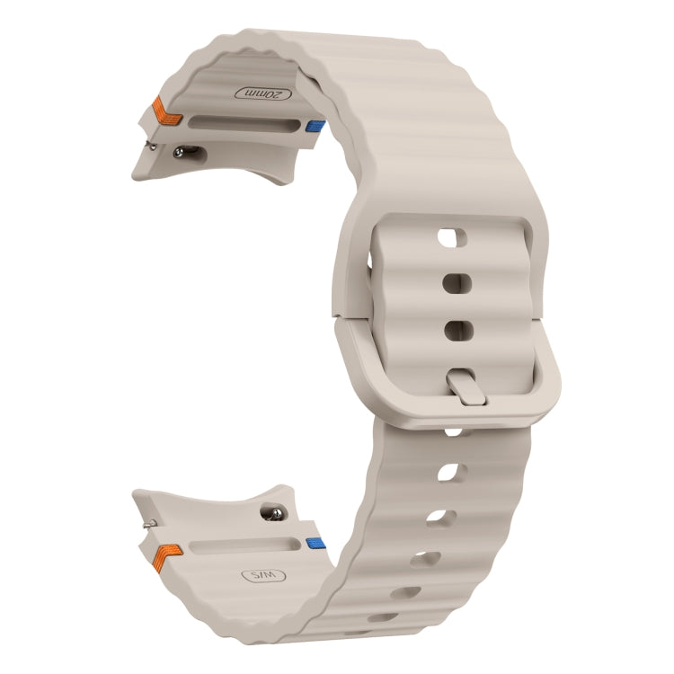 For Samsung Galaxy Watch3 41mm Wave Pattern Stitched Silicone Watch Band(Starlight)