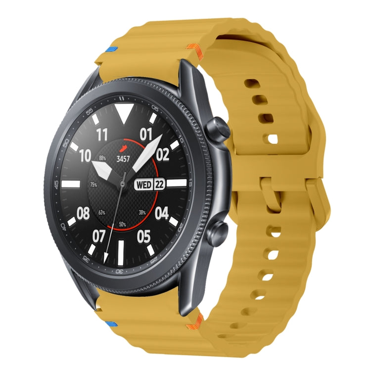 For Samsung Galaxy Watch3 41mm Wave Pattern Stitched Silicone Watch Band(Yellow)