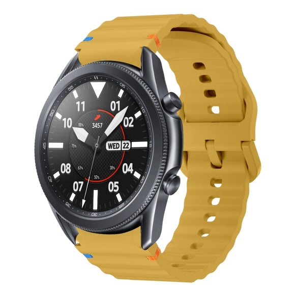 For Samsung Galaxy Watch3 41mm Wave Pattern Stitched Silicone Watch Band(Yellow)