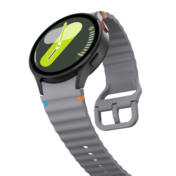 For Samsung Galaxy Watch3 41mm Wave Pattern Stitched Silicone Watch Band(Dark Gray)