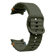 For Samsung Galaxy Watch3 41mm Wave Pattern Stitched Silicone Watch Band(Army Green)