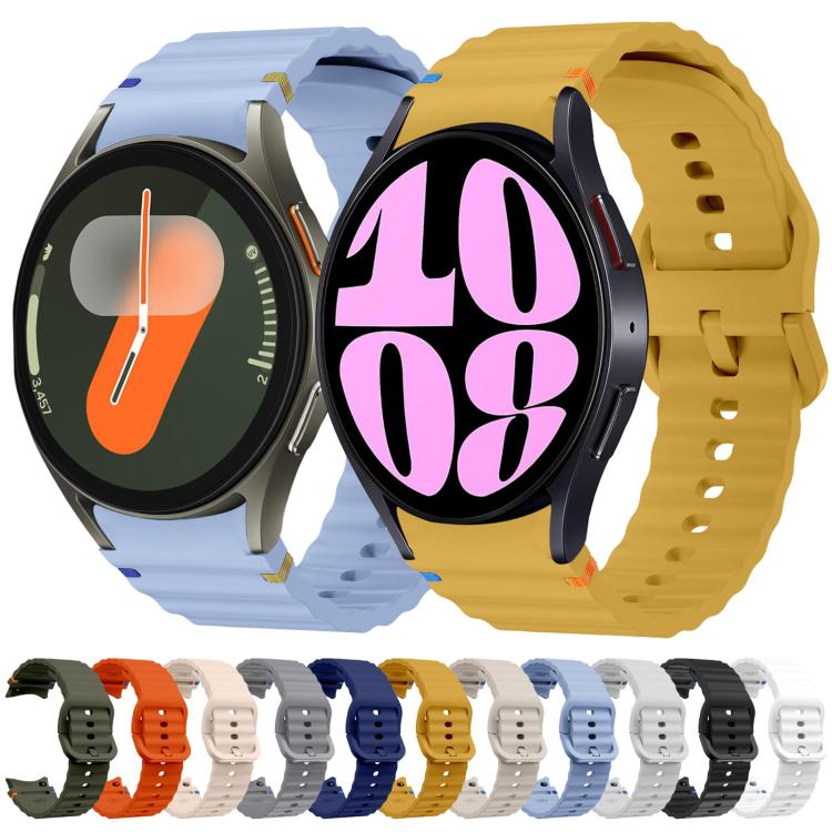 For Samsung Galaxy Watch 4 Classic 42 / 46mm Wave Pattern Stitched Silicone Watch Band(Dark Gray)