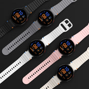 For Samsung Galaxy Watch 4 Classic 42 / 46mm Wave Pattern Stitched Silicone Watch Band(Light Gray)