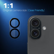 For iPhone 16 / 16 Plus NORTHJO Camera Lens Protector 3D Night Shot Tempered Glass Film(Black)