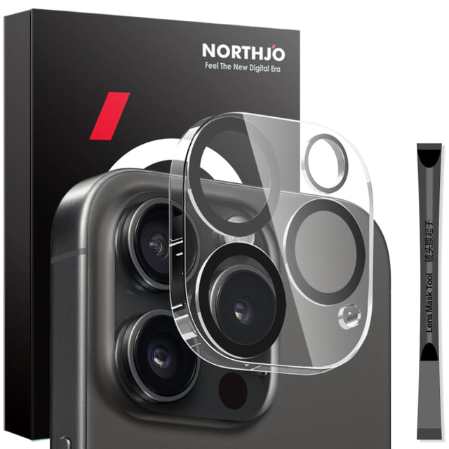 For iPhone 15 Pro / 15 Pro Max NORTHJO Camera Lens Protector 3D Night Shot Tempered Glass Film(Black)