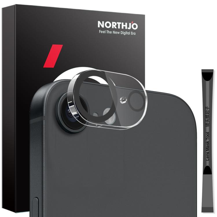For iPhone 16e NORTHJO Camera Lens Protector 3D Night Shot Tempered Glass Film(Black)