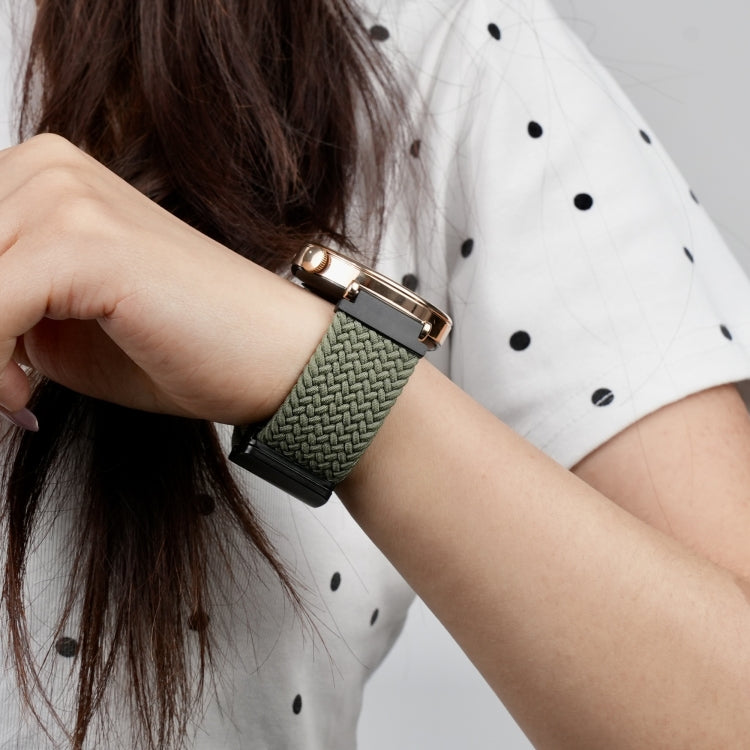 For Ticwatch Pro 3 Ultra 22mm Magnetic Buckle Braided Watch Band(Olive Green)