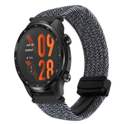 For Ticwatch Pro 3 Ultra 22mm Magnetic Buckle Braided Watch Band(Black White)