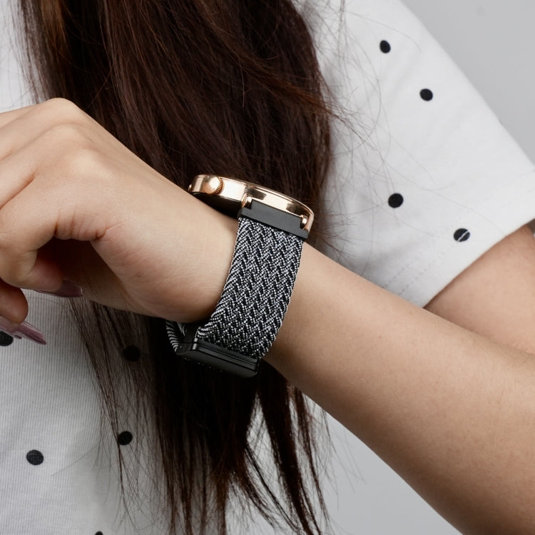 For Ticwatch Pro 3 Ultra 22mm Magnetic Buckle Braided Watch Band(Black White)