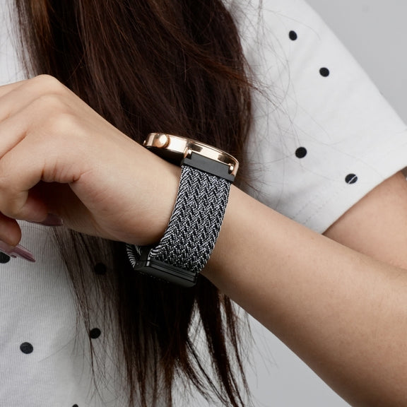 For Ticwatch Pro 3 Ultra 22mm Magnetic Buckle Braided Watch Band(Black White)