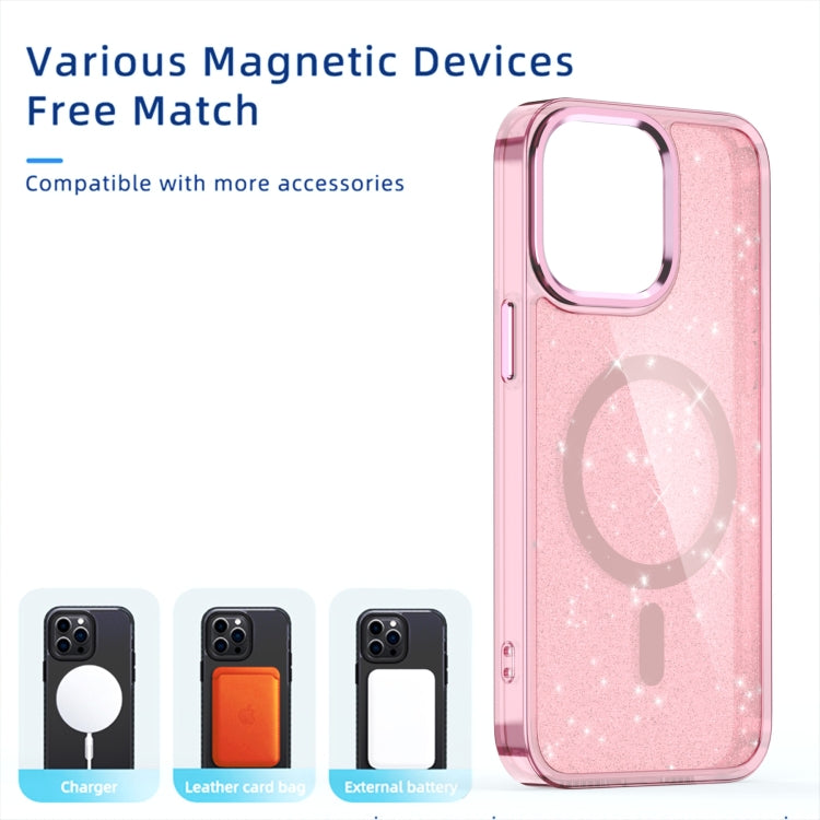 For iPhone 16 Glitter MagSafe Shockproof Phone Case(Black)