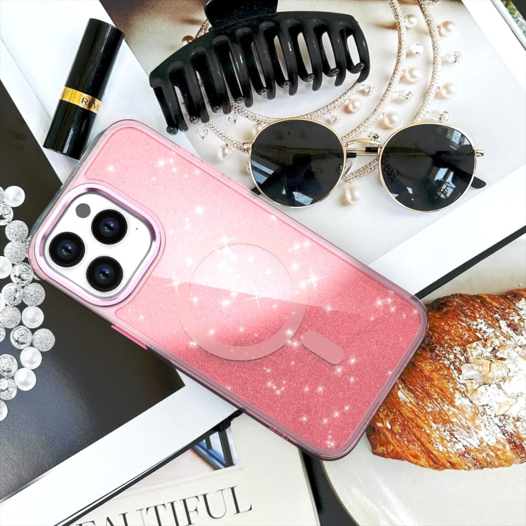 For iPhone 16 Glitter MagSafe Shockproof Phone Case(Black)