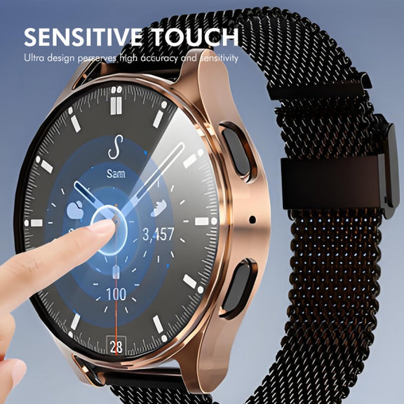 For Samsung Galaxy Watch7 40mm ENKAY Hat-Prince Full Coverage Electroplated Soft TPU Case with Screen Protection(Silver)