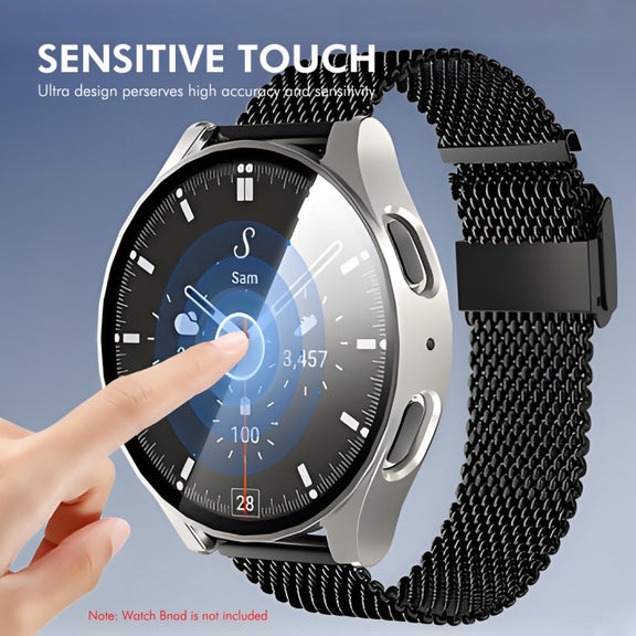 For Samsung Galaxy Watch7 44mm ENKAY Hat-Prince Full Coverage PC + Tempered Glass Film Integrated Watch Case(Black)