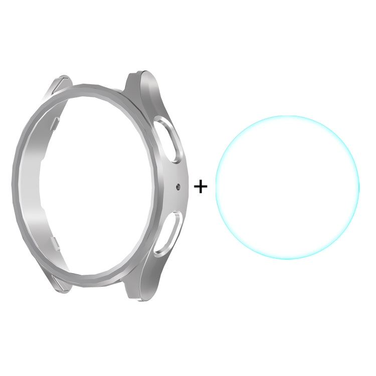 For Samsung Galaxy Watch7 44mm ENKAY Hat-Prince Electroplated Hard PC Case + 0.2mm 9H Glass Screen Protector(Silver)