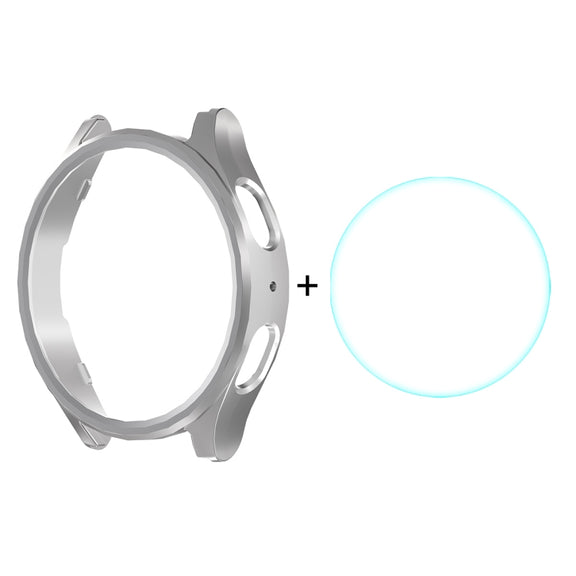 For Samsung Galaxy Watch7 44mm ENKAY Hat-Prince Electroplated Hard PC Case + 0.2mm 9H Glass Screen Protector(Silver)