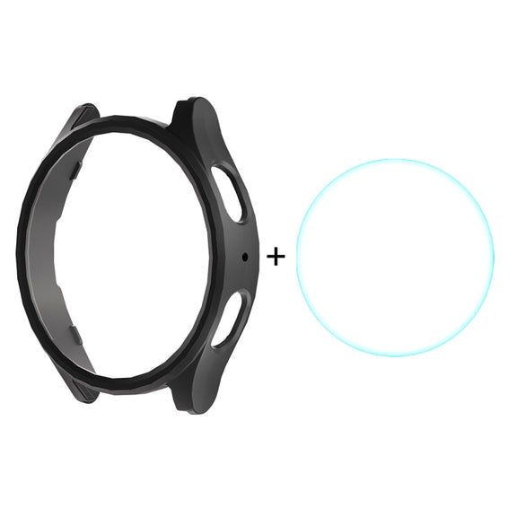 For Samsung Galaxy Watch7 40mm ENKAY Hat-Prince Electroplated Hard PC Case + 0.2mm 9H Glass Screen Protector(Black)