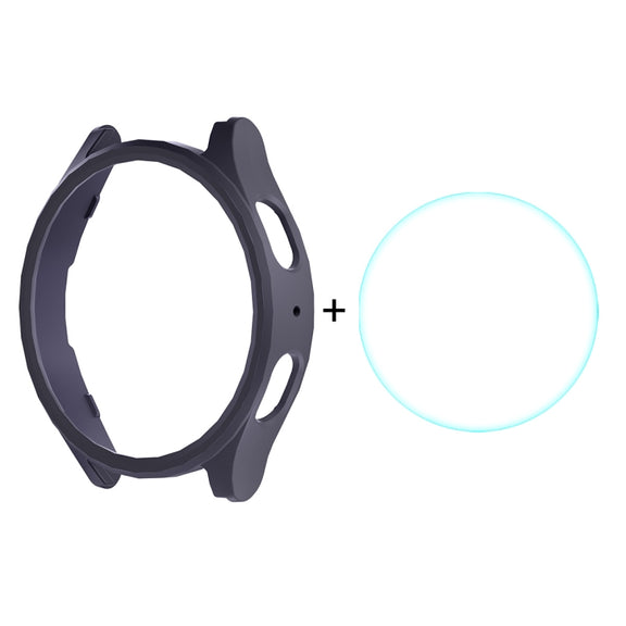 For Samsung Galaxy Watch7 40mm ENKAY Hat-Prince Electroplated Hard PC Case + 0.2mm 9H Glass Screen Protector(Dark Blue)