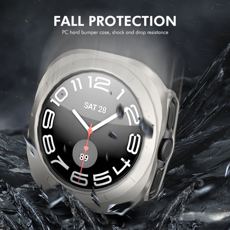 For Samsung Galaxy Watch Ultra 47mm ENKAY Hat-Prince Electroplated Hard PC Case + 0.2mm 9H Glass Screen Protector(Black)