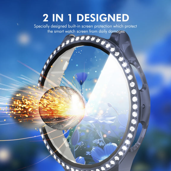 For Samsung Galaxy Watch7 44mm ENKAY Hat-Prince Blink Full Coverage PC + Tempered Glass Film Integrated Watch Case(Silver)