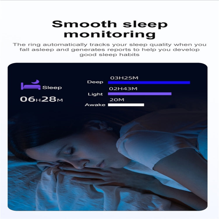 R03 SIZE 9 Smart Ring, Support Heart Rate / Blood Oxygen / Sleep / Multiple Sports Modes(Black)