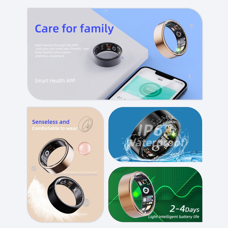 R11M SIZE 7 Smart Ring, Support Heart Rate / Blood Oxygen / Sleep / Multiple Sports Modes(Black)