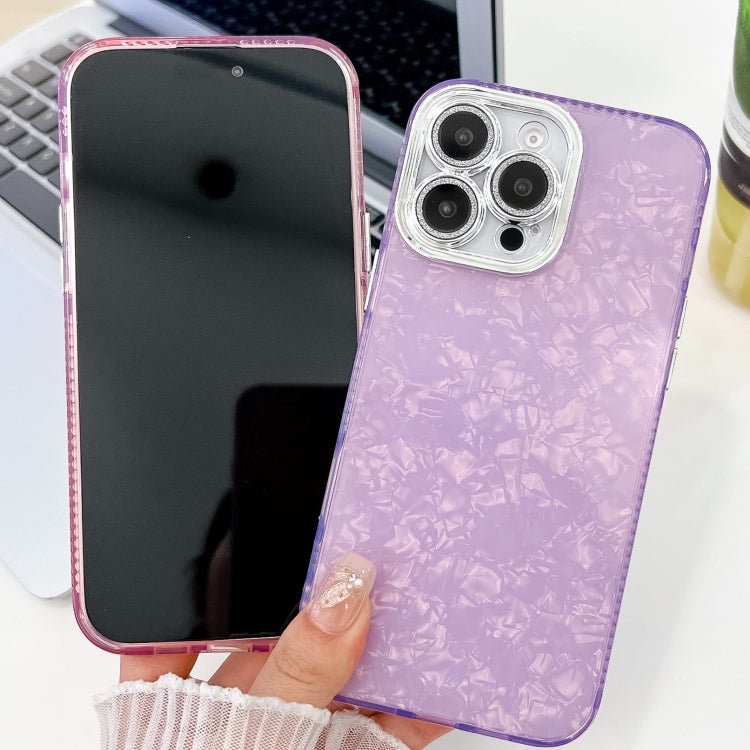 For iPhone 16 Pro Plating Glitter Texture TPU Phone Case with Lens Film(Purple Feather Yarn)
