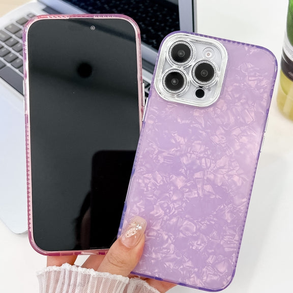 For iPhone 16 Pro Plating Glitter Texture TPU Phone Case with Lens Film(Purple Feather Yarn)
