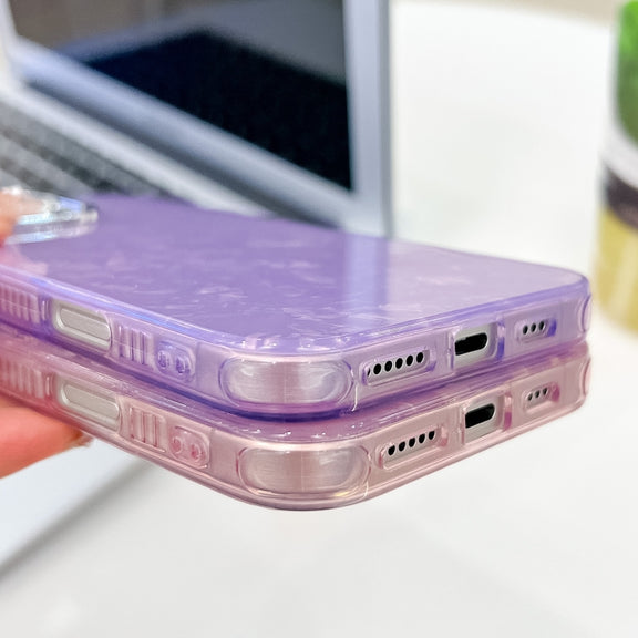 For iPhone 16 Pro Plating Glitter Texture TPU Phone Case with Lens Film(Purple Feather Yarn)