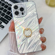 For iPhone 16 Pro Max Plating Glitter Texture Ring Holder TPU Phone Case with Lens Film(White Water Ripples) - iPhone 16 Pro Max Cases by PMC TechLife | Online Shopping South Africa | PMC TechLife | Buy Now Pay Later Mobicred