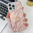For iPhone 16 Pro Plating Glitter Texture Ring Holder TPU Phone Case with Lens Film(Pink Water Ripples) - iPhone 16 Pro Cases by PMC TechLife | Online Shopping South Africa | PMC TechLife | Buy Now Pay Later Mobicred