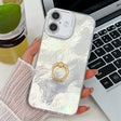 For iPhone 16 Plating Glitter Texture Ring Holder TPU Phone Case with Lens Film(White Tinfoil Texture) - iPhone 16 Cases by PMC TechLife | Online Shopping South Africa | PMC TechLife | Buy Now Pay Later Mobicred