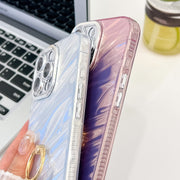 For iPhone 16 Plating Glitter Texture Ring Holder TPU Phone Case with Lens Film(White Tinfoil Texture)