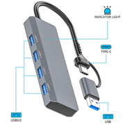 ADS-305D USB / Type-C to USB3.0 4-Ports USB HUB Computer Laptop Adapter Docking Station