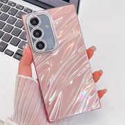 For Samsung Galaxy S25 5G Plating Glitter Texture TPU Phone Case with Lens Film(Pink Water Ripples)