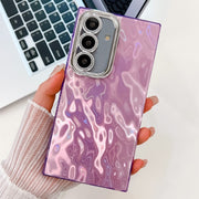 For Samsung Galaxy S25 5G Plating Glitter Texture TPU Phone Case with Lens Film(Purple Wrinkles)