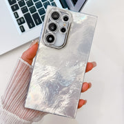 For Samsung Galaxy S25 Ultra 5G Plating Glitter Texture TPU Phone Case with Lens Film(White Tinfoil Texture)
