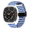For Samsung Galaxy Watch Ultra 47mm Fold Magnetic Buckle Braided Watch Band(Wavy Pattern Blue White) - Watch Bands by PMC TechLife | Online Shopping South Africa | PMC TechLife | Buy Now Pay Later Mobicred
