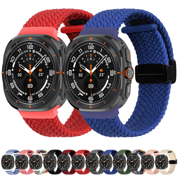 For Samsung Galaxy Watch Ultra 47mm Fold Magnetic Buckle Braided Watch Band(Black)