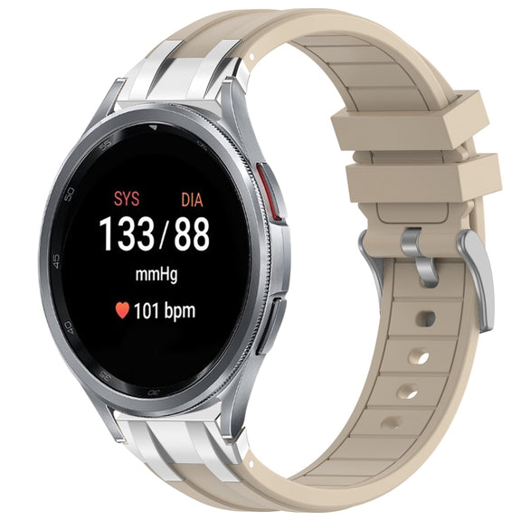 For Samsung Galaxy Watch 7 40 / 44mm 20mm Quick Release Silver Buckle Royal Silicone Watch Band(Starlight)