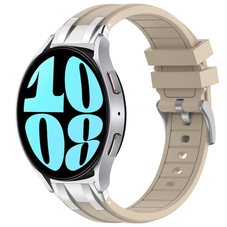 For Samsung Galaxy Watch 6 40 / 44mm 20mm Quick Release Silver Buckle Royal Silicone Watch Band(Starlight)