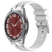 For Samsung Galaxy Watch 6 Classic 20mm Quick Release Silver Buckle Royal Silicone Watch Band(White)