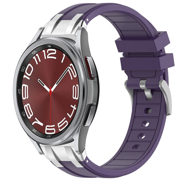 For Samsung Galaxy Watch 6 Classic 20mm Quick Release Silver Buckle Royal Silicone Watch Band(Purple)