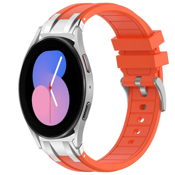 For Samsung Galaxy Watch 5 40 / 44mm 20mm Quick Release Silver Buckle Royal Silicone Watch Band(Orange)