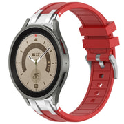 For Samsung Galaxy Watch 5 Pro 45mm 20mm Quick Release Silver Buckle Royal Silicone Watch Band(Red)