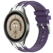 For Samsung Galaxy Watch 5 Pro 45mm 20mm Quick Release Silver Buckle Royal Silicone Watch Band(Purple)