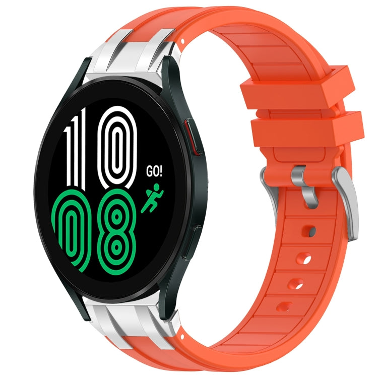 For Samsung Galaxy Watch 4 40 / 44mm 20mm Quick Release Silver Buckle Royal Silicone Watch Band(Orange)