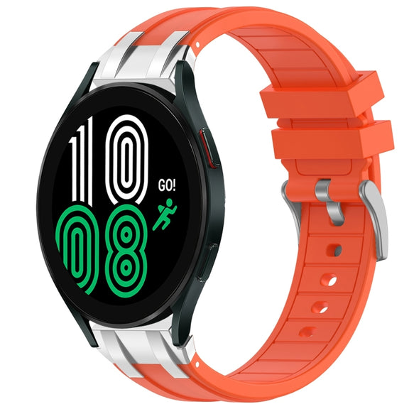 For Samsung Galaxy Watch 4 40 / 44mm 20mm Quick Release Silver Buckle Royal Silicone Watch Band(Orange)